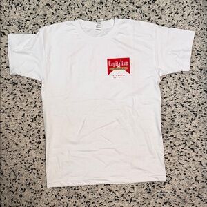 White Graphic Tee with Red Accent